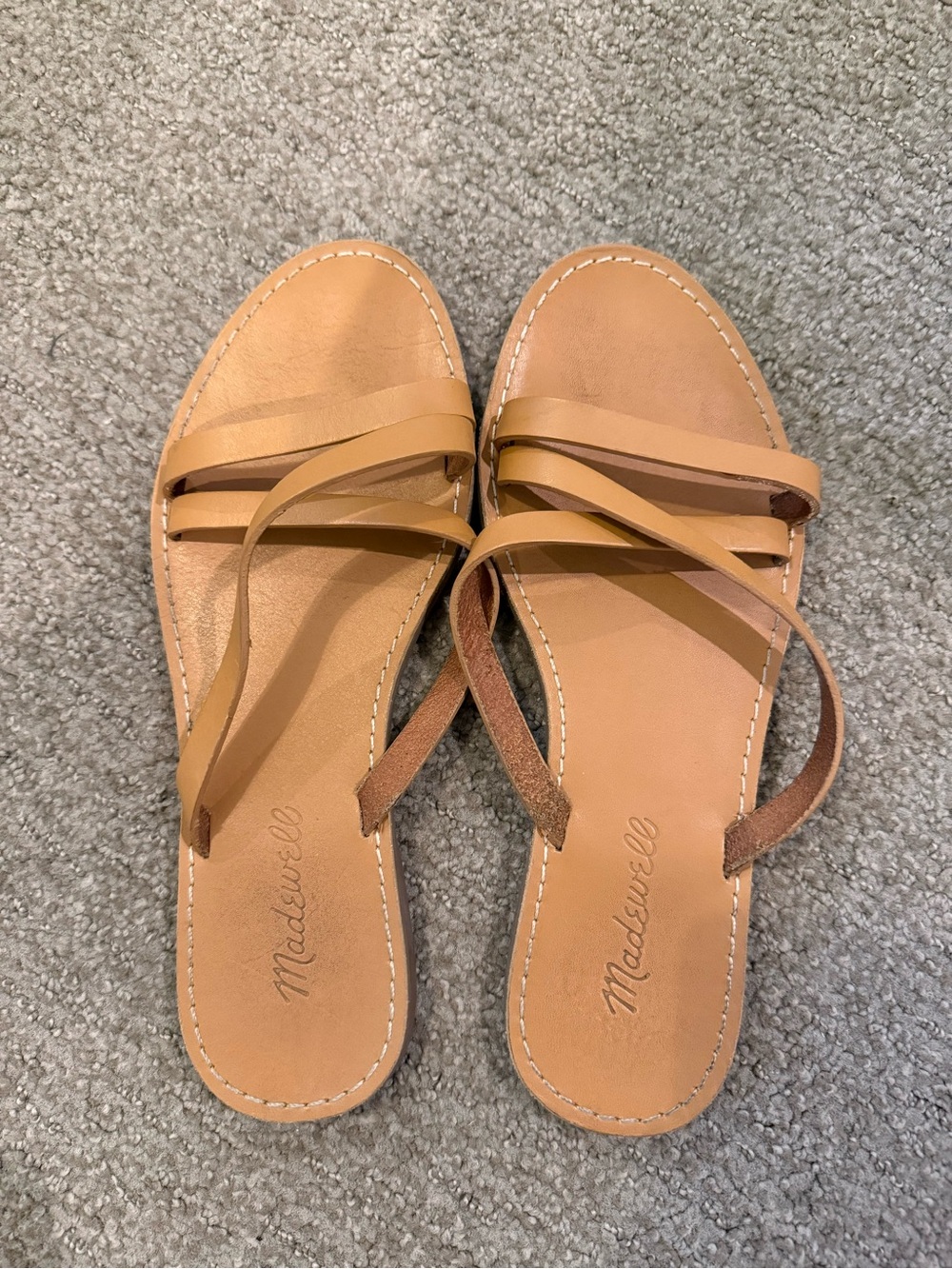 Madewell Camel Leather Strappy Slide Sandals - Picture 3 of 4